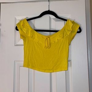 Yellow, off-the-shoulder shirt. Size Small